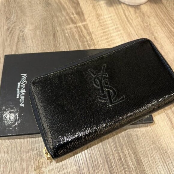 AUTHENTIC Yves Saint Laurent Patent Leather Continental Luxury Wallet - Picture 2 of 2